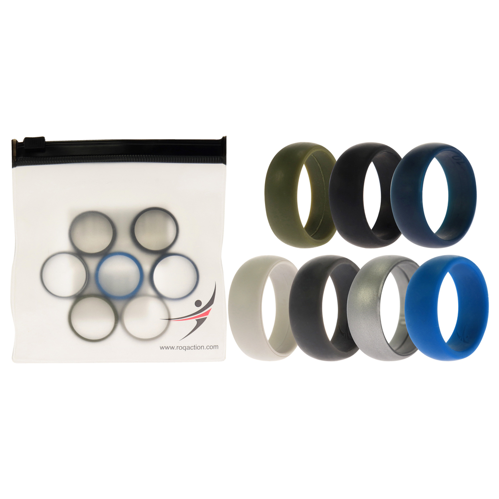 Silicone Wedding Solid Ring Set by ROQ for Men - 7 x 10 mm Ring